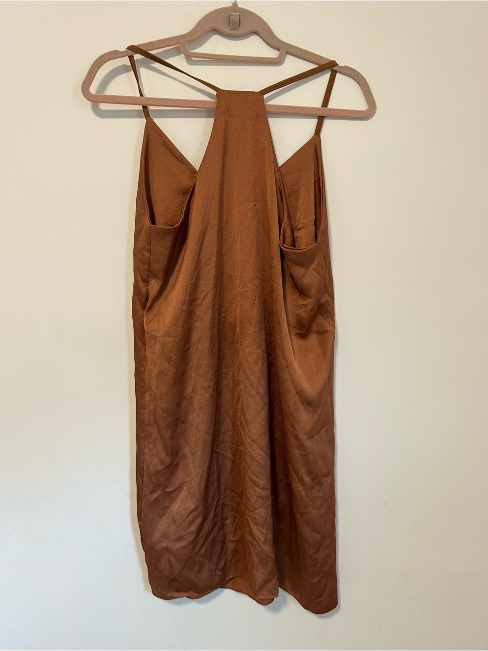 Babaton Rust Satin Slip Mini Dress - Warm Brown - Picture 2 of 3
